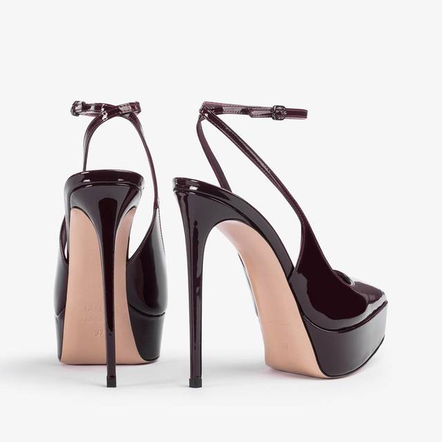 Le Silla Slingback con plateau vernice rossa cherry Outlet