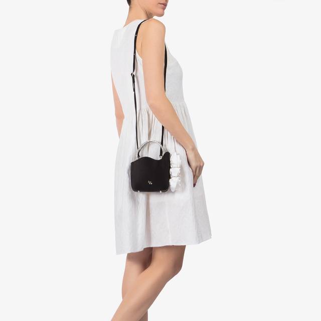Le Silla Mini bag raso nero e Cristalli con rose Italy