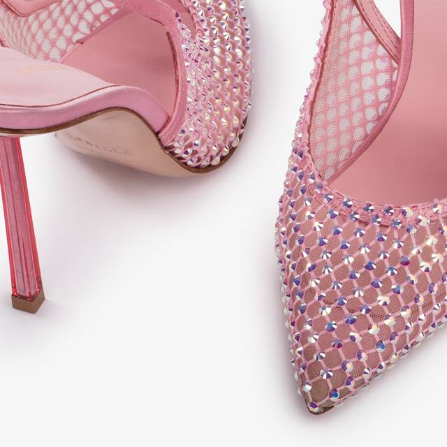 Le Silla Slingback gioiello rete rosa dea e Cristalli Italia