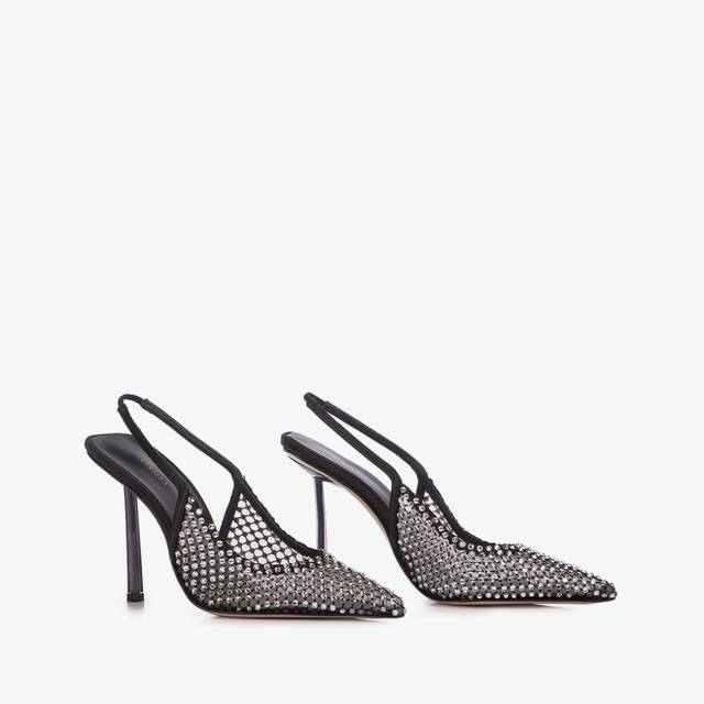 Le Silla Slingback gioiello rete nera 2025