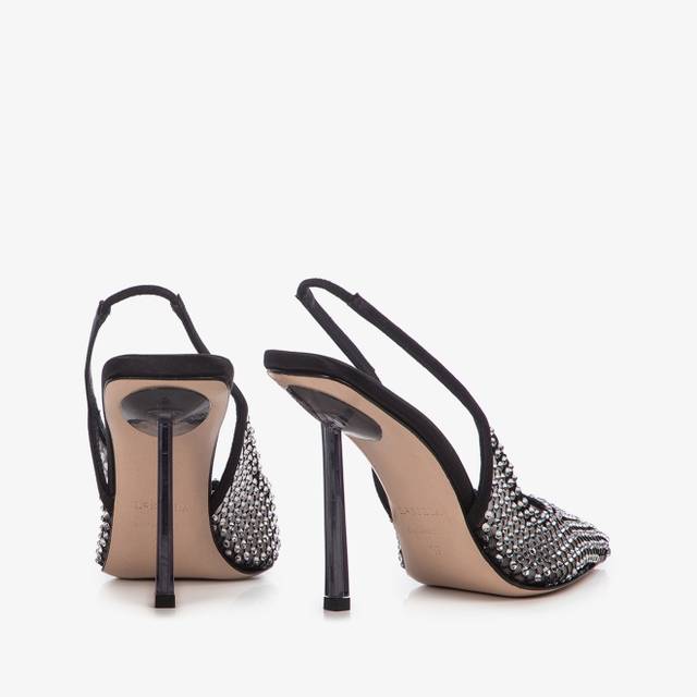 Le Silla Slingback gioiello rete nera 2025