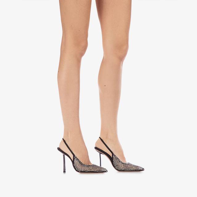 Le Silla Slingback gioiello rete nera 2025