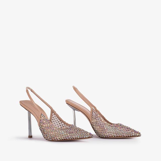 Le Silla Slingback gioiello rete nude skin In Linea