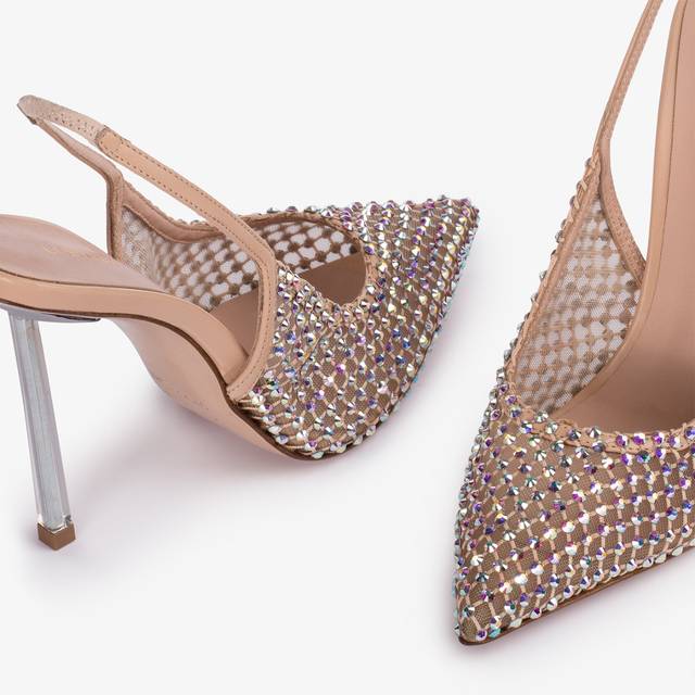 Le Silla Slingback gioiello rete nude skin In Linea