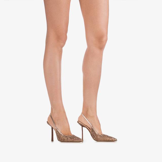 Le Silla Slingback gioiello rete oro rosa Nuovo