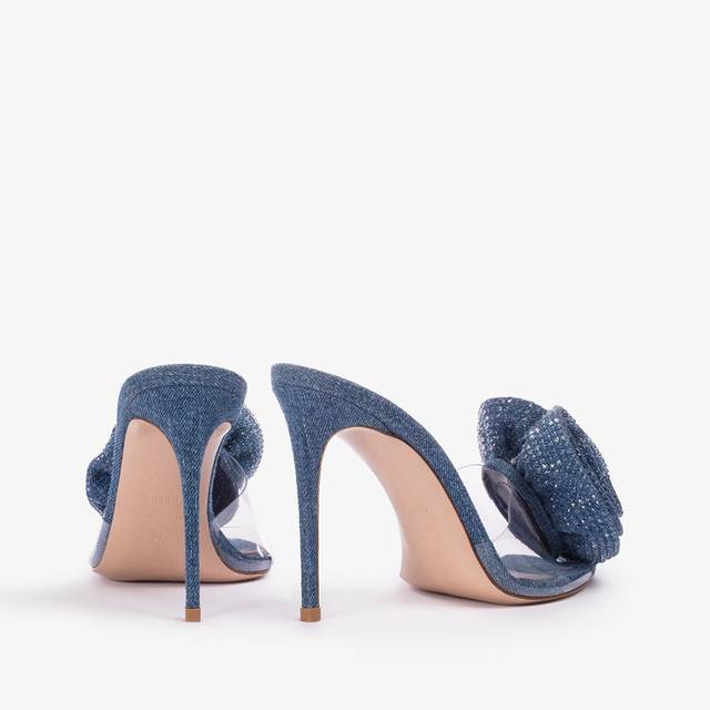 Le Silla Sandalo mule gioiello denim e plexy blu e Cristalli Novità