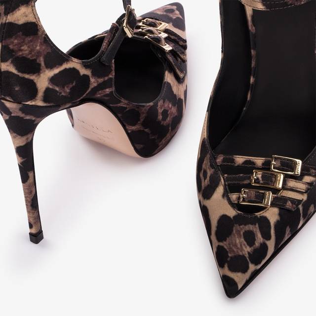 Le Silla Décolleté con listini raso stampa leopardata Online