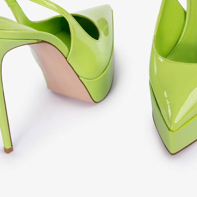 Le Silla Slingback con plateau vernice verde apple Italy