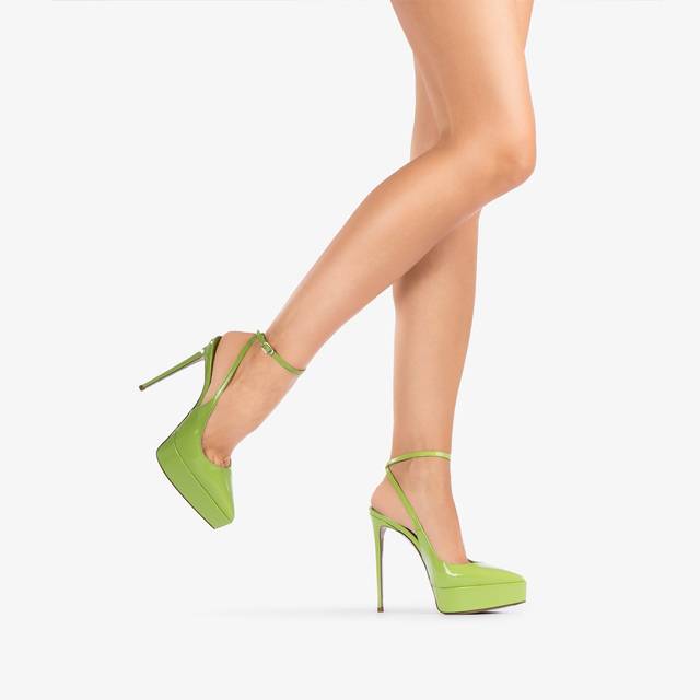 Le Silla Slingback con plateau vernice verde apple Italy