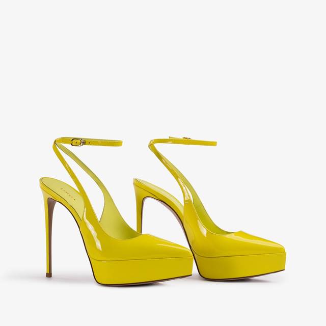Le Silla Slingback plateau vernice gialla stella Italia