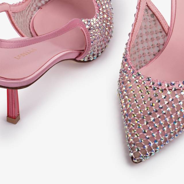Le Silla Slingback gioiello rete rosa dea e Cristalli Enormi risparmi