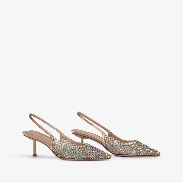 Le Silla Slingback gioiello rete oro e Cristalli iridescenti Qualità
