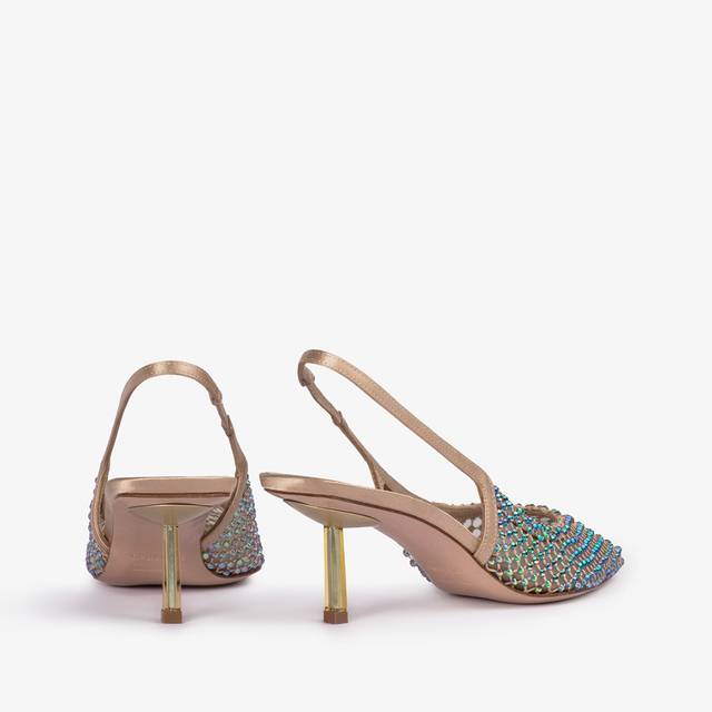 Le Silla Slingback gioiello rete oro e Cristalli iridescenti Qualità