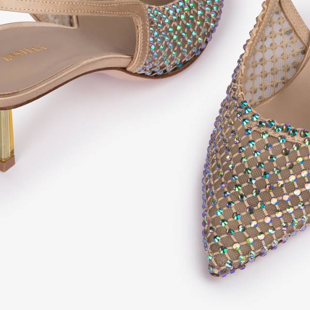Le Silla Slingback gioiello rete oro e Cristalli iridescenti Qualità