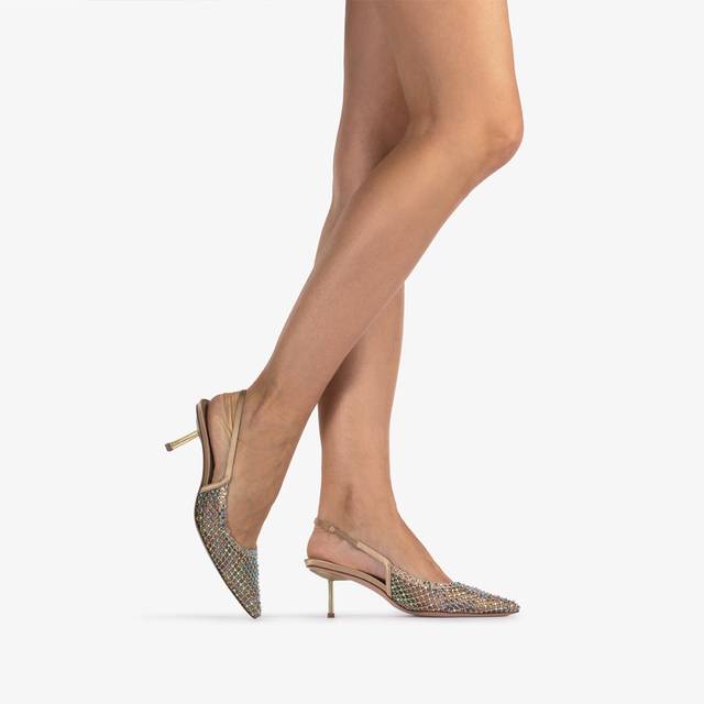 Le Silla Slingback gioiello rete oro e Cristalli iridescenti Qualità