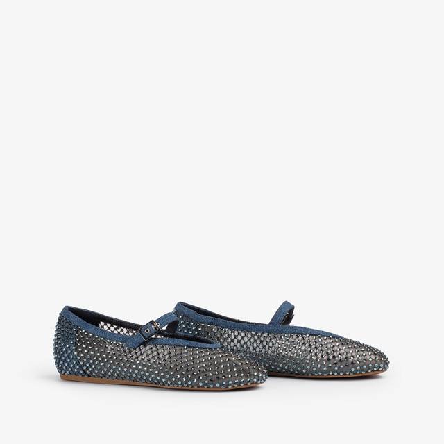 Le Silla Ballerina gioiello rete denim blu con Cristalli Acquista Ora