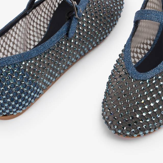 Le Silla Ballerina gioiello rete denim blu con Cristalli Acquista Ora