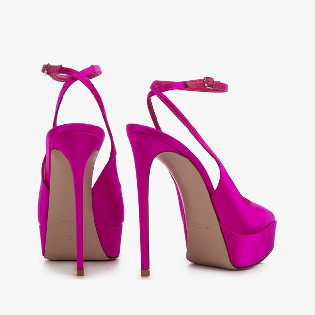 Le Silla Slingback con plateau raso fucsia bouganville Sconto
