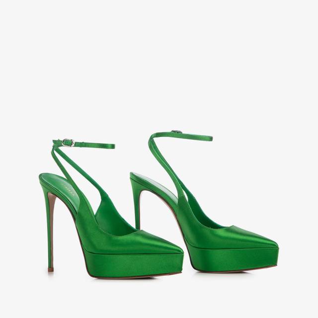 Le Silla Slingback con plateau raso verde emerald Offerta