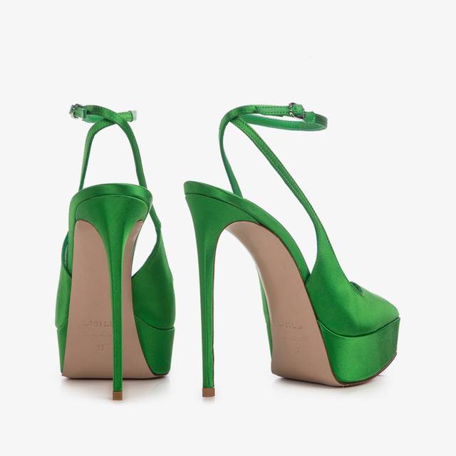 Le Silla Slingback con plateau raso verde emerald Offerta