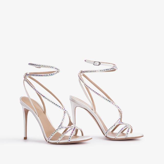 Le Silla Sandalo raso bianco carta e Cristalli Outlet