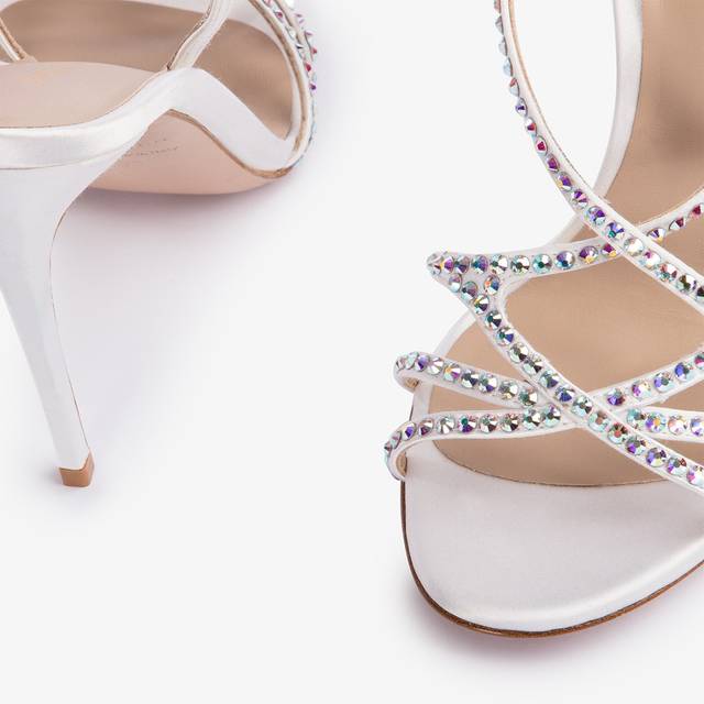 Le Silla Sandalo raso bianco carta e Cristalli Outlet