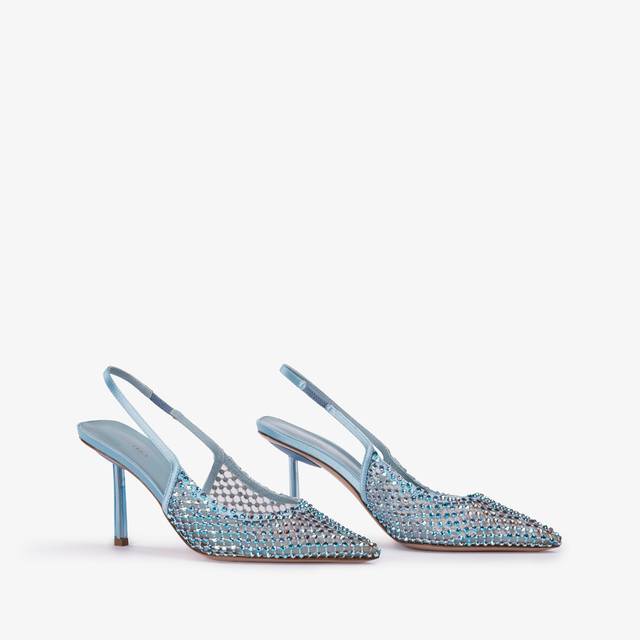 Le Silla Slingback gioiello rete azzurro cielo e Cristalli Vendita Economica