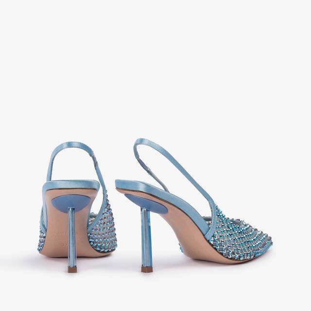 Le Silla Slingback gioiello rete azzurro cielo e Cristalli Vendita Economica