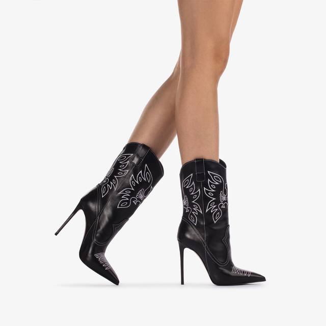 Le Silla Stivaletto d'ispirazione Western pelle nero Nuovo