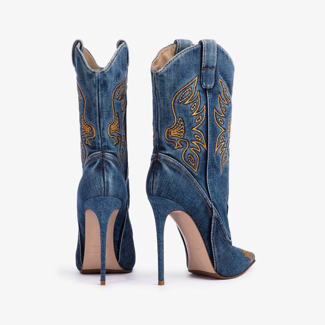 Le Silla Stivaletto d'ispirazione Western denim blu Qualità