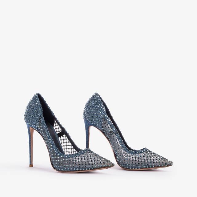 Le Silla Décolleté gioiello rete denim blu Vendita