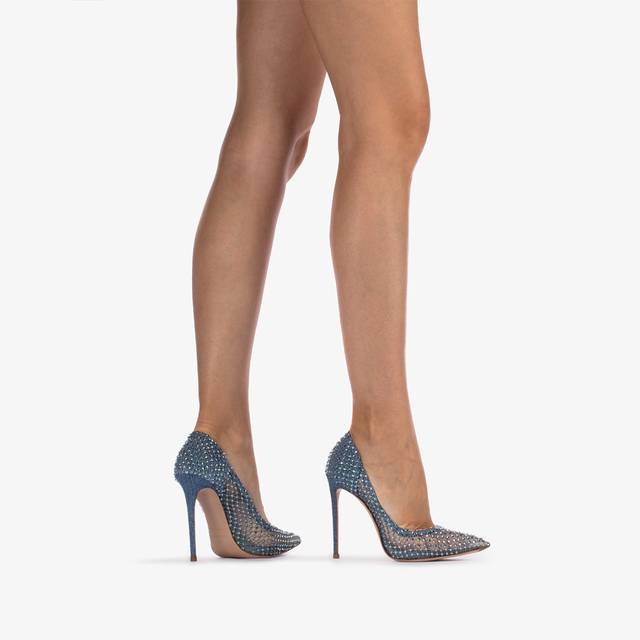 Le Silla Décolleté gioiello rete denim blu Vendita