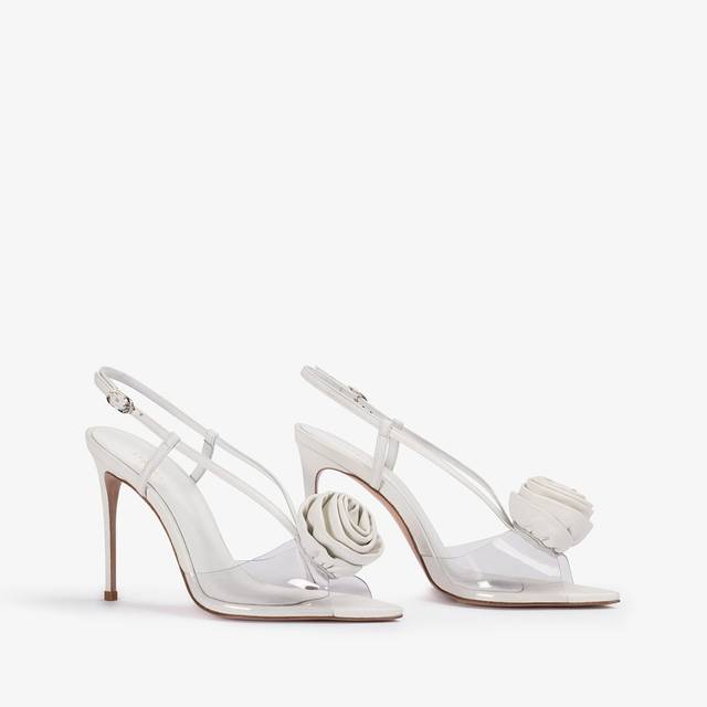 Le Silla Sandalo slingback plexy bianco carta con rosa Soddisfazione Garantita