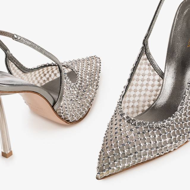 Le Silla Slingback gioiello rete argento Economico