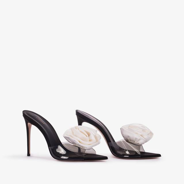 Le Silla Sandalo mule gioiello raso e plexy nero e bianco Vendite Flash