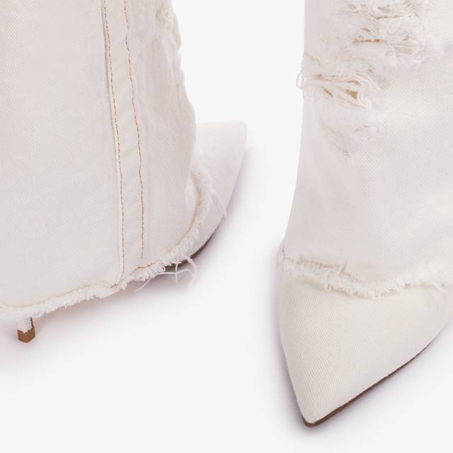 Le Silla Stivale al ginocchio con risvolto denim bianco distressed Qualità Garantita