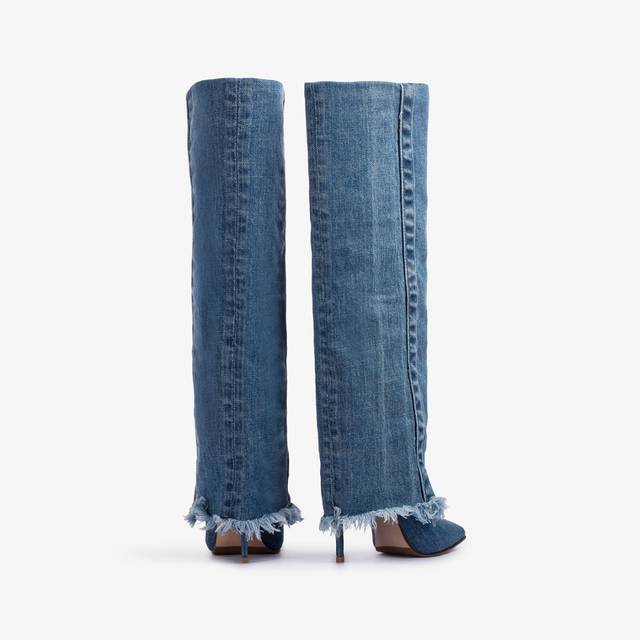 Le Silla Stivale con risvolto denim blu Acquista Ora