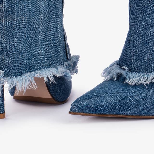 Le Silla Stivale con risvolto denim blu Acquista Ora