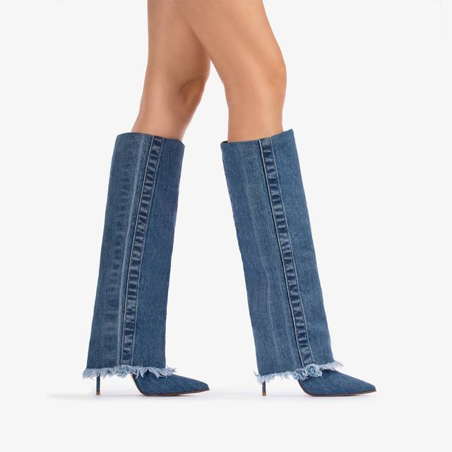 Le Silla Stivale con risvolto denim blu Acquista Ora