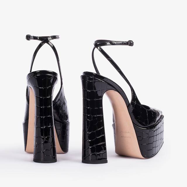 Le Silla Slingback con plateau stampa cocco nera Shopping Online