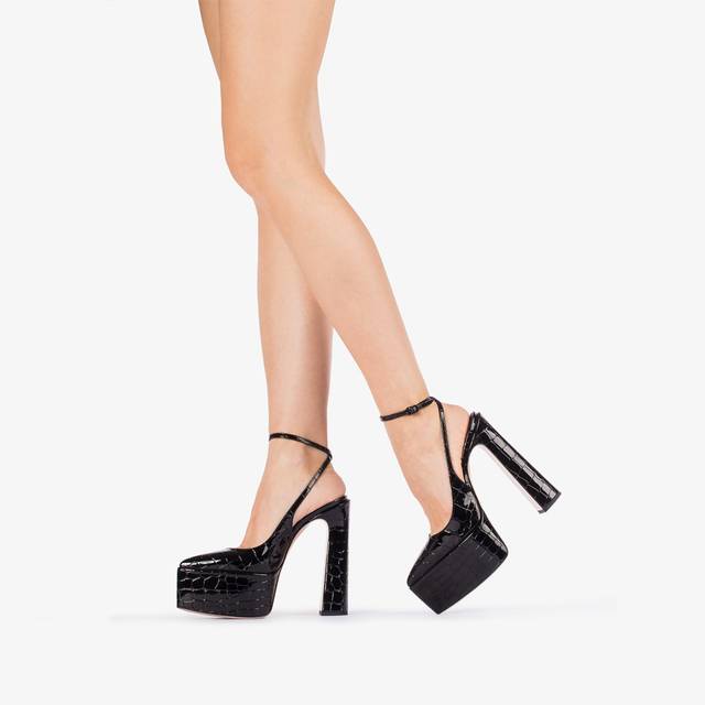 Le Silla Slingback con plateau stampa cocco nera Shopping Online