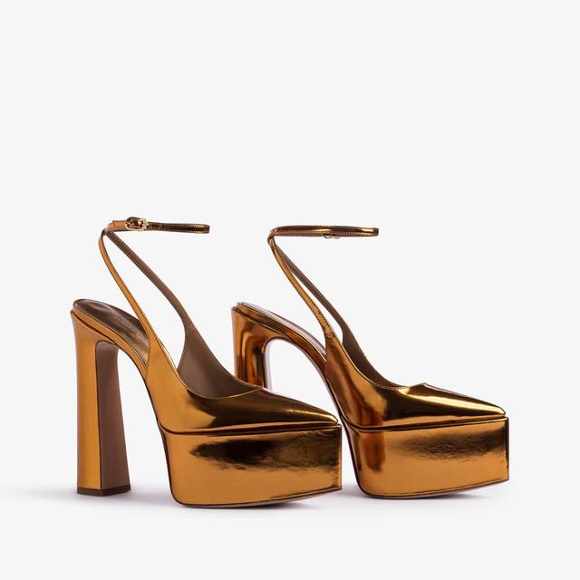 Le Silla Slingback con plateau metallizzata arancione marigold Affare Del Giorno