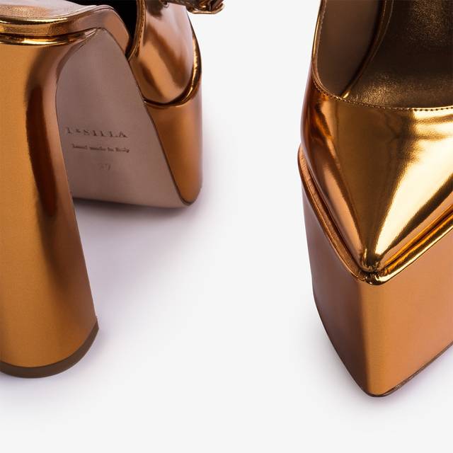 Le Silla Slingback con plateau metallizzata arancione marigold Affare Del Giorno