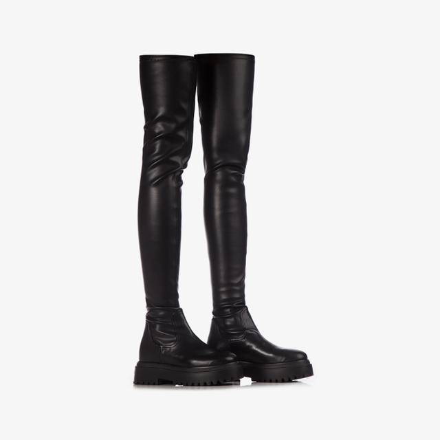 Le Silla Stivale sopra il ginocchio pelle vegan stretch nero Presa