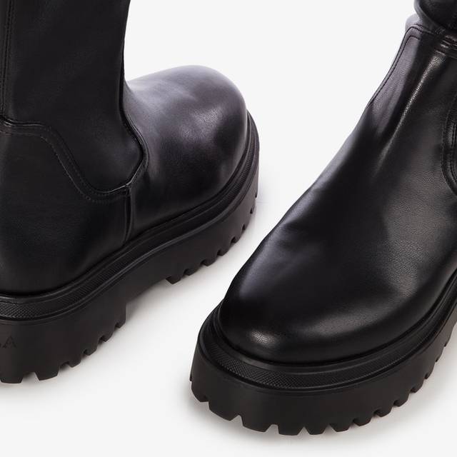Le Silla Stivale sopra il ginocchio pelle vegan stretch nero Presa