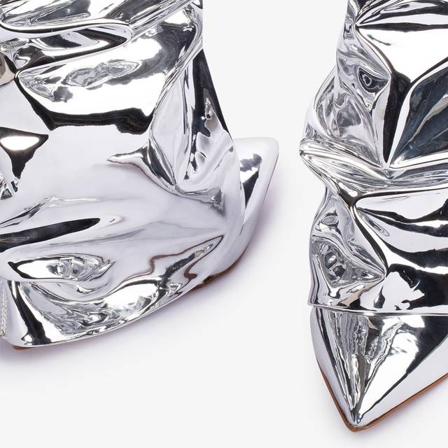 Le Silla Stivale al ginocchio d'ispirazione Western con risvolto metallizzato argento Online