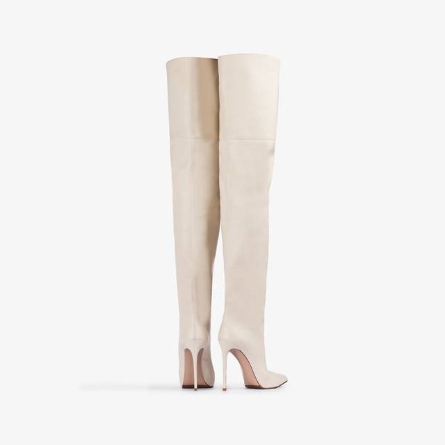 Le Silla Stivale sopra al ginocchio oversize nappa bianco milk Vendita Economica