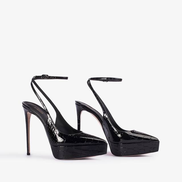 Le Silla Slingback con plateau stampa cocco nera Moda