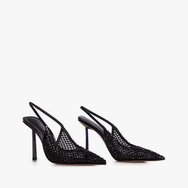 Le Silla Slingback gioiello rete nero jet Italia