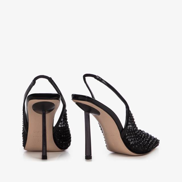 Le Silla Slingback gioiello rete nero jet Italia